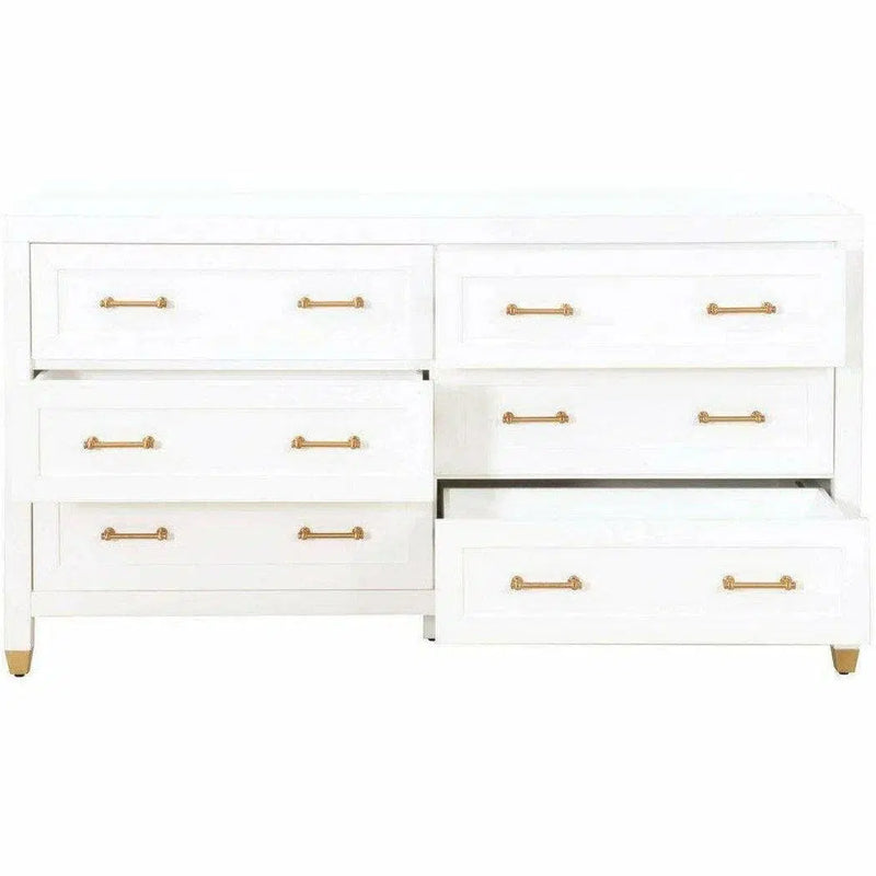 Stella 6-Drawer Double Dresser White Dressers LOOMLAN By Essentials For Living