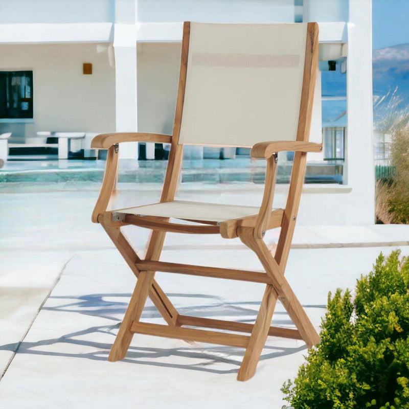 Stella Teak Outdoor Folding Armchair Outdoor Dining Chairs LOOMLAN By HiTeak