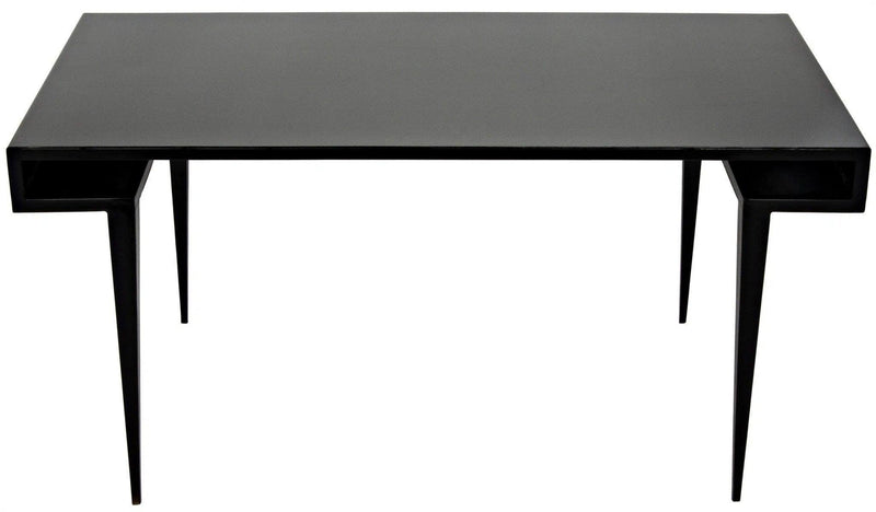 Stiletto Black Steel and Wood Desk Home Office Desks LOOMLAN By Noir