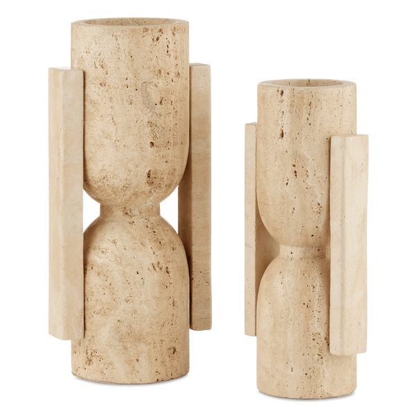 Stone Vase, Face to Face Set of 2 Vases & Jars LOOMLAN By Currey & Co