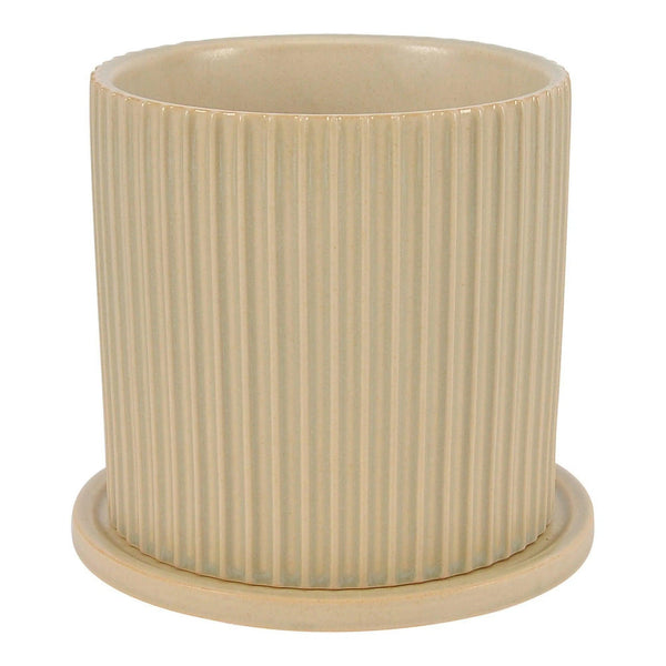 Stoneware Kuhi Planter Large Light Beige Outdoor Planters LOOMLAN By Moe's Home