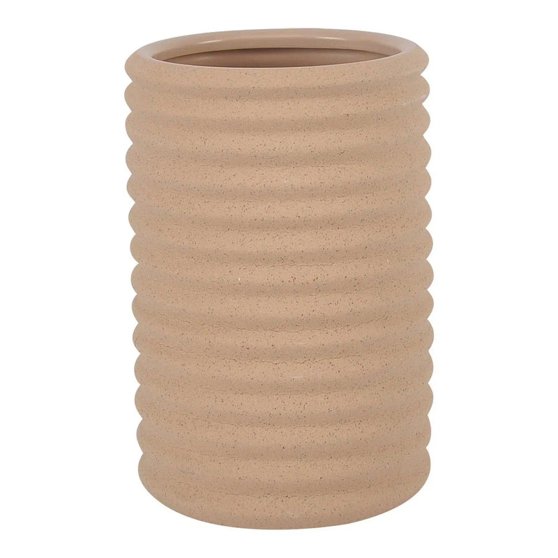 Stoneware Teku Vase Speckled Sand Outdoor Planters LOOMLAN By Moe's Home