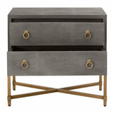 Strand Grey Shagreen Scandinavian Nightstand 2 Drawers Nightstands LOOMLAN By Essentials For Living