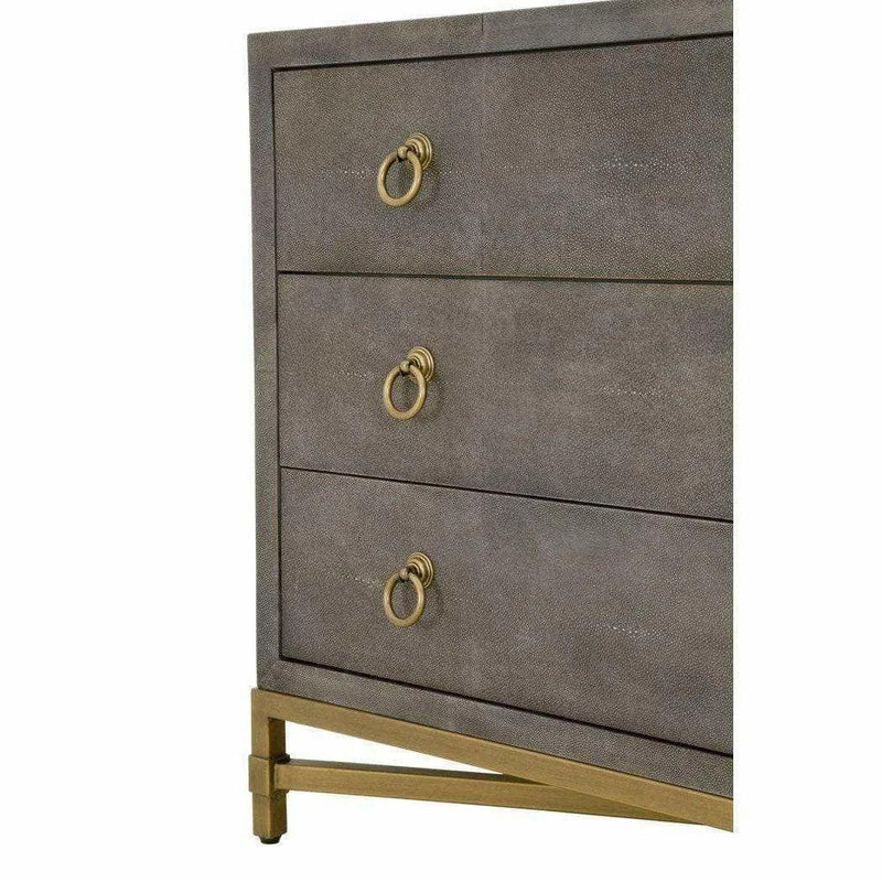 Strand Grey Shagreen Scandinavian Nightstand 3 Drawers Nightstands LOOMLAN By Essentials For Living