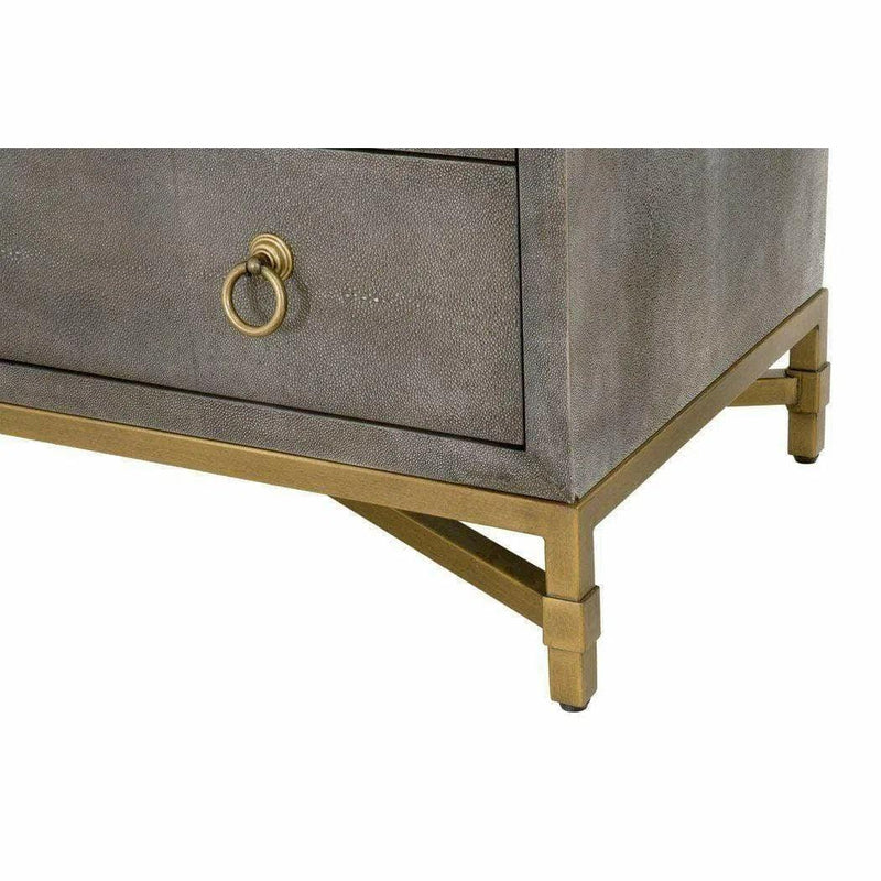 Strand Grey Shagreen Scandinavian Nightstand 3 Drawers Nightstands LOOMLAN By Essentials For Living