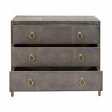 Strand Grey Shagreen Scandinavian Nightstand 3 Drawers Nightstands LOOMLAN By Essentials For Living