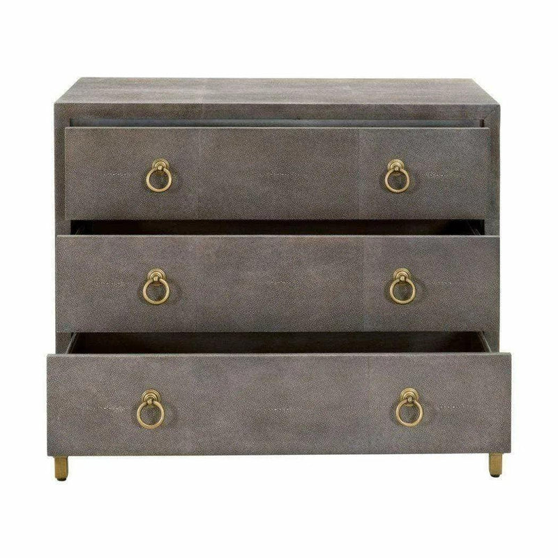 Strand Grey Shagreen Scandinavian Nightstand 3 Drawers Nightstands LOOMLAN By Essentials For Living