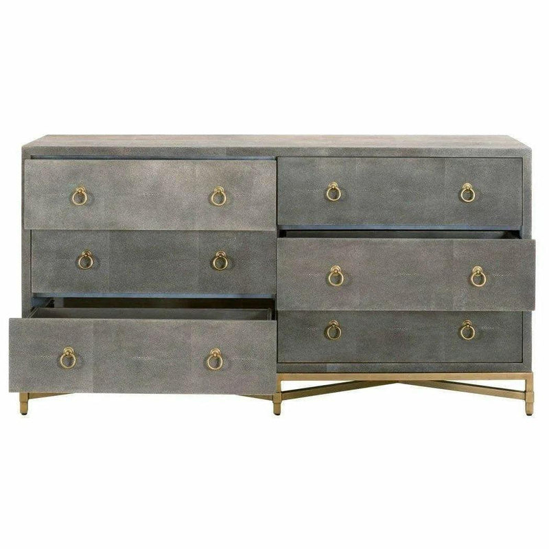 Strand Shagreen 6-Drawer Double Dresser Gray Shagreen Dressers LOOMLAN By Essentials For Living