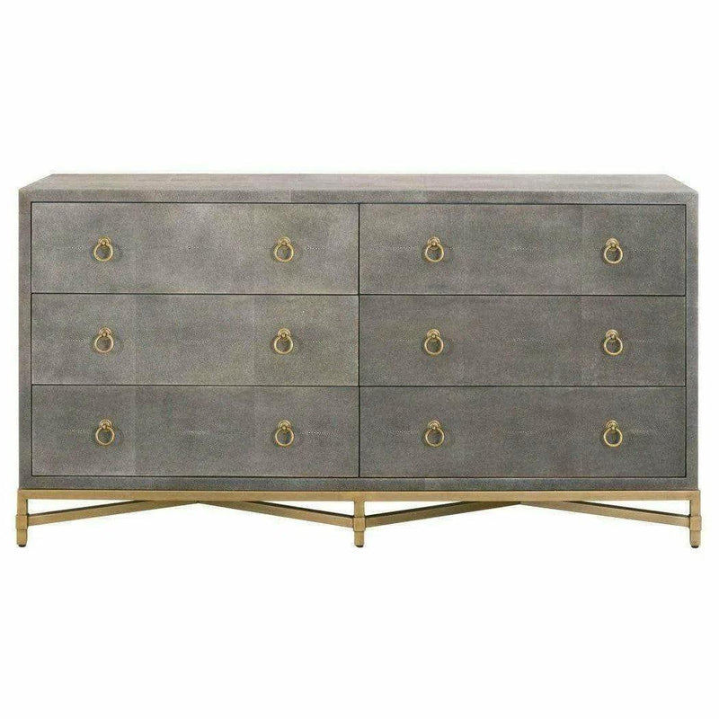 Strand Shagreen 6-Drawer Double Dresser Gray Shagreen Dressers LOOMLAN By Essentials For Living