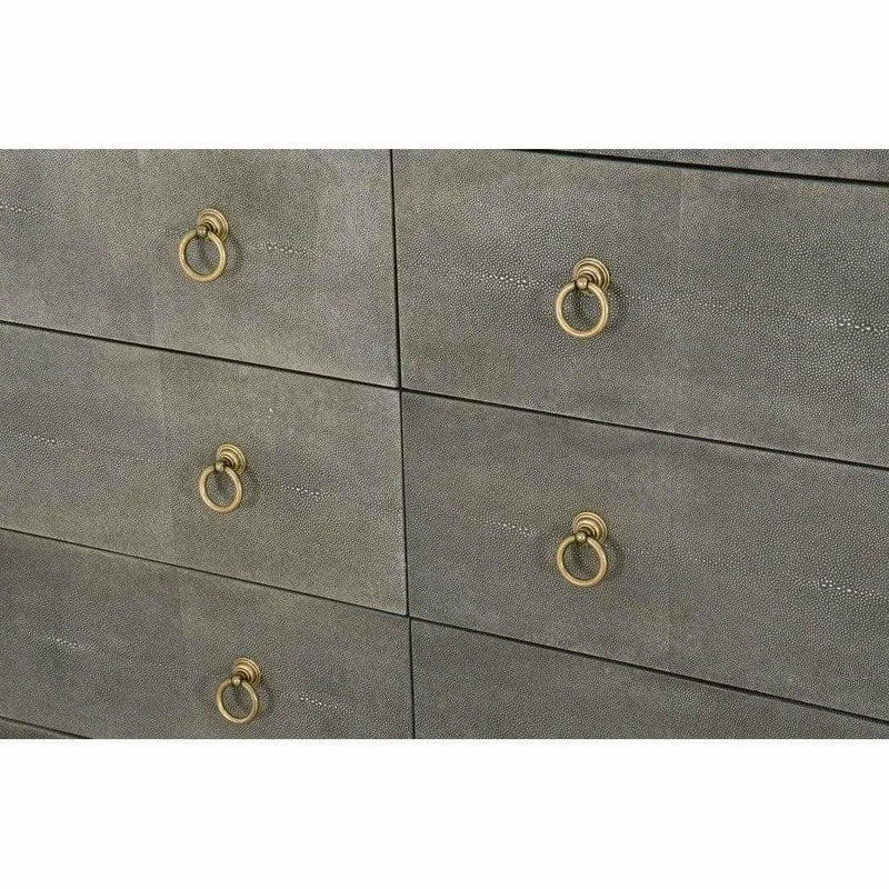 Strand Shagreen 6-Drawer Double Dresser Gray Shagreen Dressers LOOMLAN By Essentials For Living