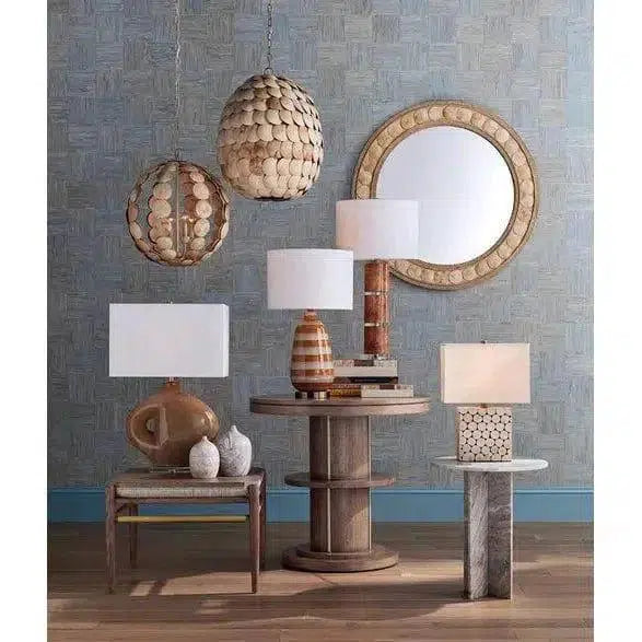 Straw Natural Abaca Rope Coco Shell Buko Rectangular Mirror Wall Mirrors LOOMLAN By Currey & Co