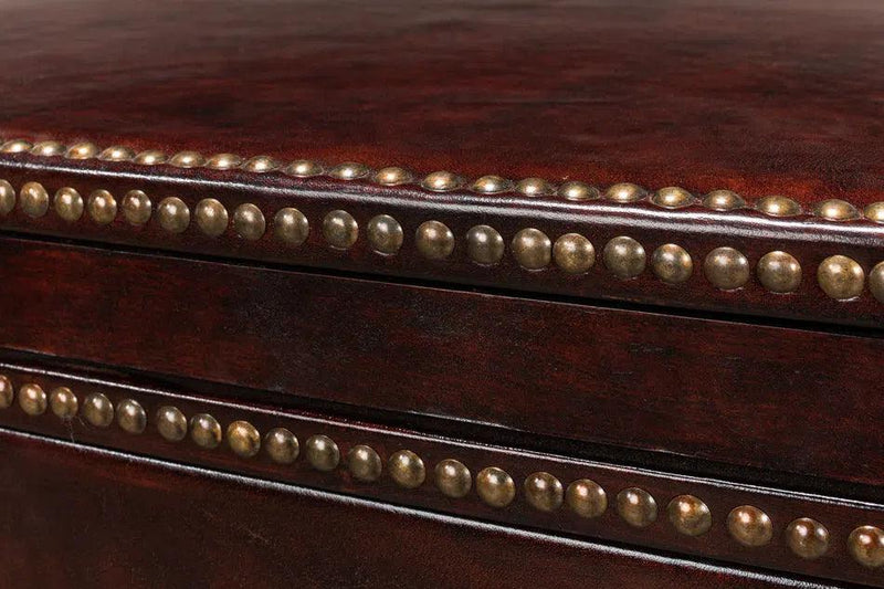 Studded Gentleman's Chest Leather Upholstery Chests LOOMLAN By Sarreid