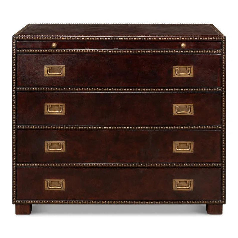 Studded Gentleman's Chest Leather Upholstery Chests LOOMLAN By Sarreid