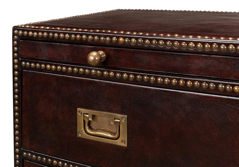 Studded Gentleman's Chest Leather Upholstery Chests LOOMLAN By Sarreid