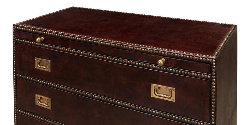 Studded Gentleman's Chest Leather Upholstery Chests LOOMLAN By Sarreid