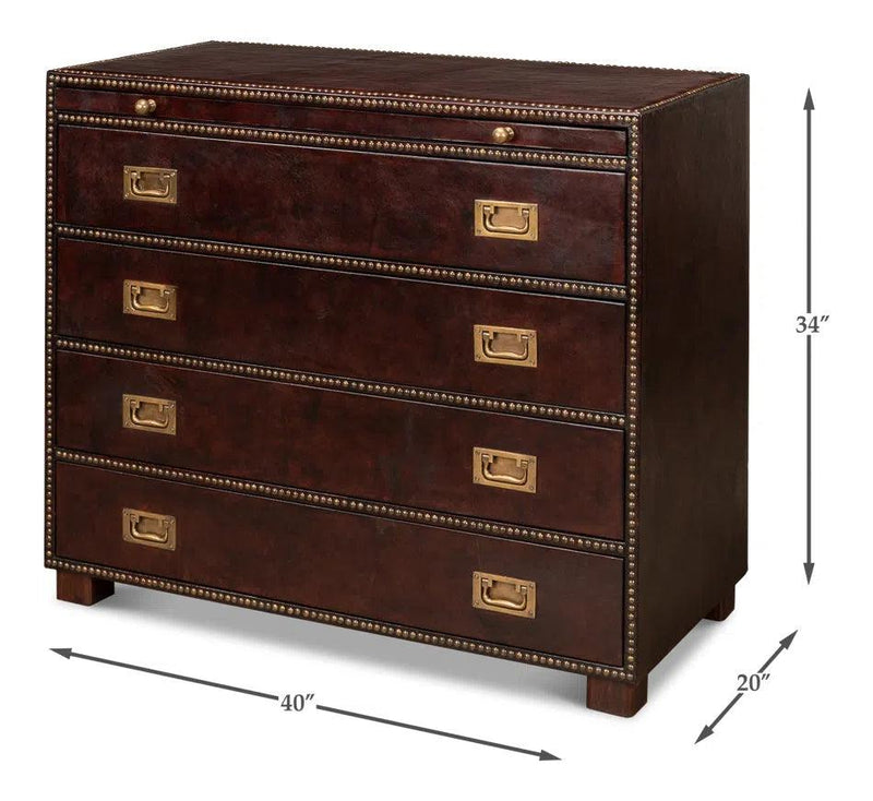 Studded Gentleman's Chest Leather Upholstery Chests LOOMLAN By Sarreid