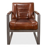 Stuttgart Leather Accent Chair Metal Frame Accent Chairs LOOMLAN By Sarreid