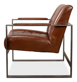 Stuttgart Leather Accent Chair Metal Frame Accent Chairs LOOMLAN By Sarreid