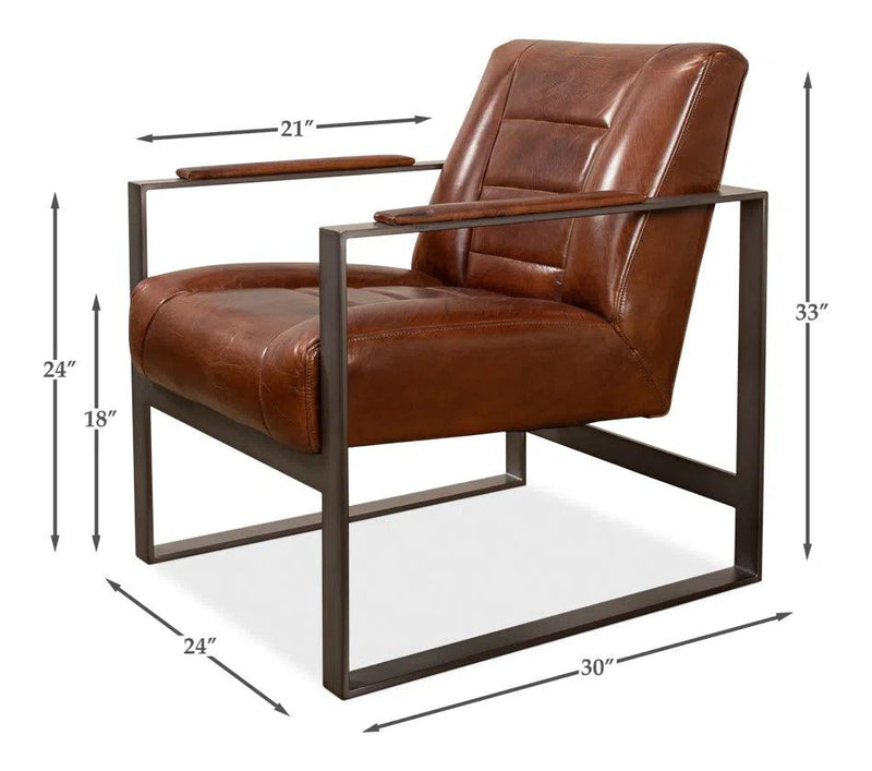 Stuttgart Leather Accent Chair Metal Frame Accent Chairs LOOMLAN By Sarreid