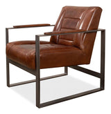 Stuttgart Leather Accent Chair Metal Frame Accent Chairs LOOMLAN By Sarreid