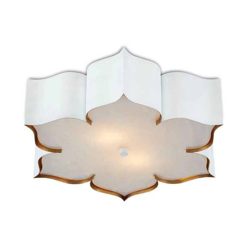 Sugar White Gold Grand Lotus White Flush Mount Flush Mounts LOOMLAN By Currey & Co