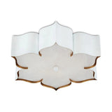 Sugar White Gold Grand Lotus White Flush Mount Flush Mounts LOOMLAN By Currey & Co