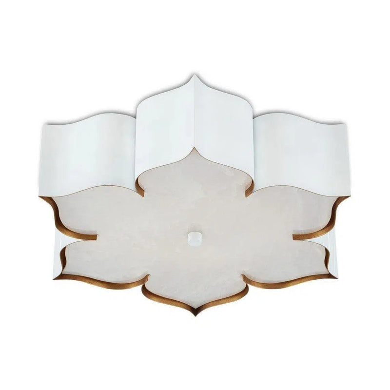 Sugar White Gold Grand Lotus White Flush Mount Flush Mounts LOOMLAN By Currey & Co