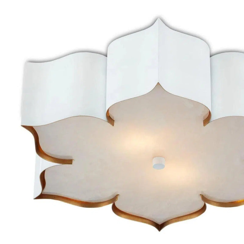 Sugar White Gold Grand Lotus White Flush Mount Flush Mounts LOOMLAN By Currey & Co