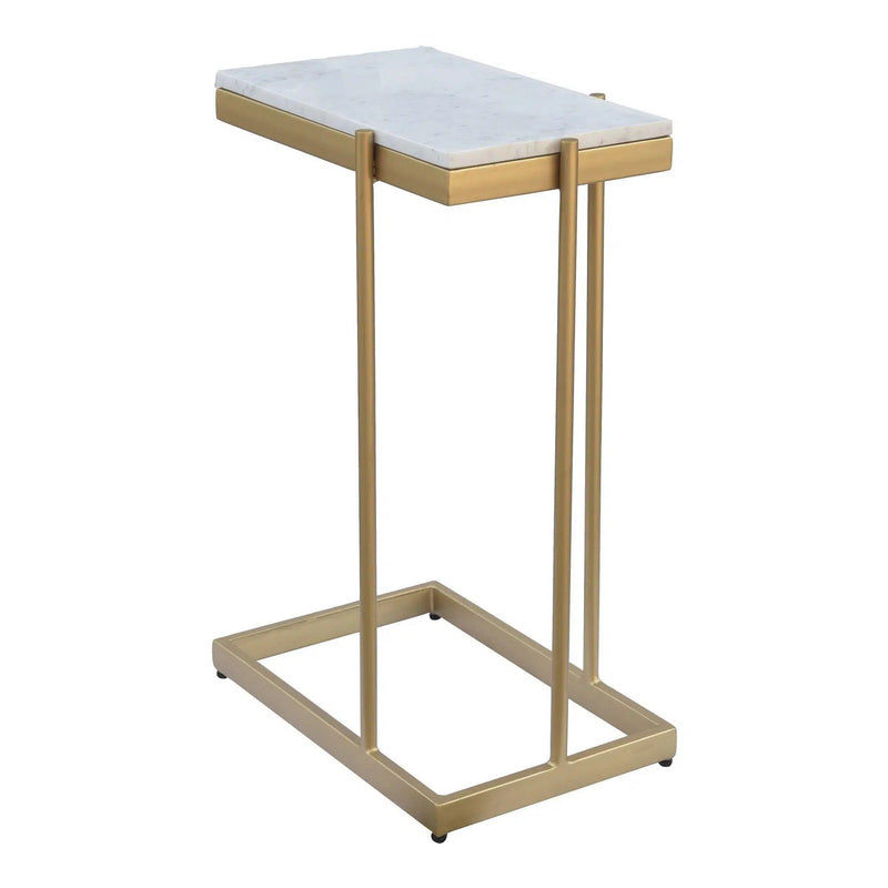 Sulu Contemporary White Marble Top Accent Small Table Side Tables LOOMLAN By Moe's Home