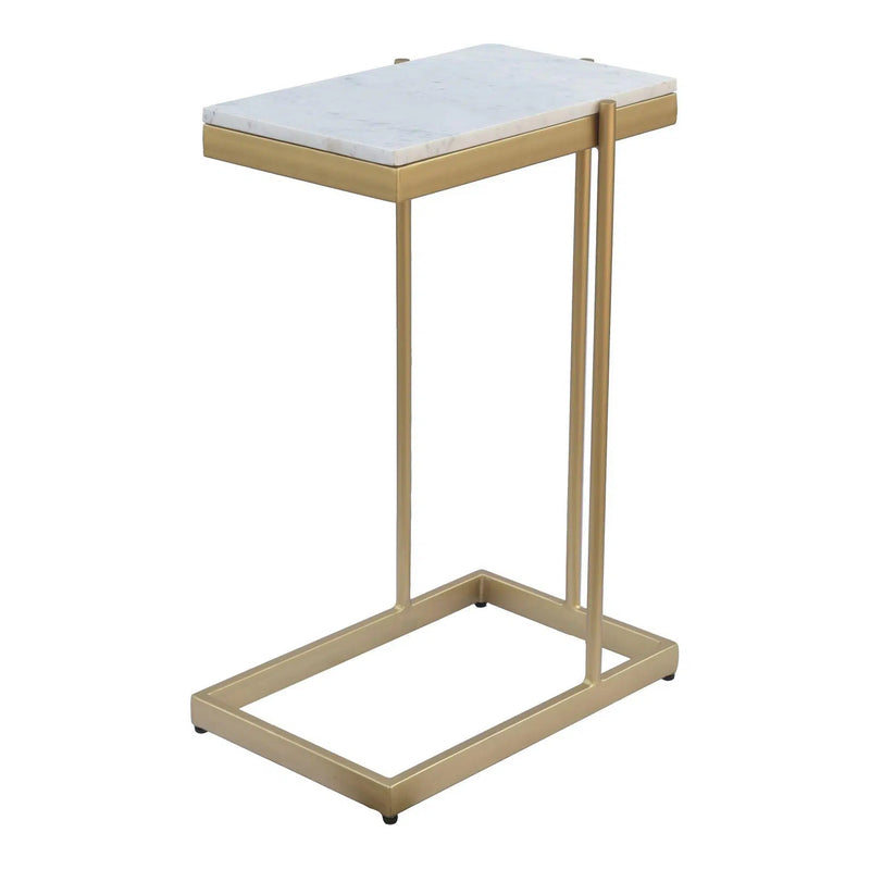 Sulu Contemporary White Marble Top Accent Small Table Side Tables LOOMLAN By Moe's Home