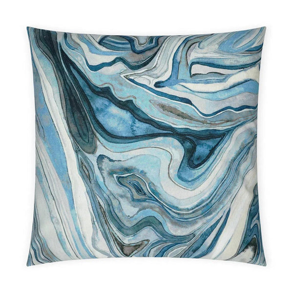 Sumidero Marine Abstract Blue Large Throw Pillow With Insert Throw Pillows LOOMLAN By D.V. Kap