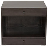 Sumiko Wood Black Rectangle Side Table With Drawers Side Tables LOOMLAN By Noir