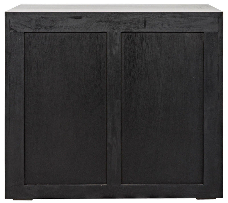 Sumiko Wood Black Rectangle Side Table With Drawers Side Tables LOOMLAN By Noir