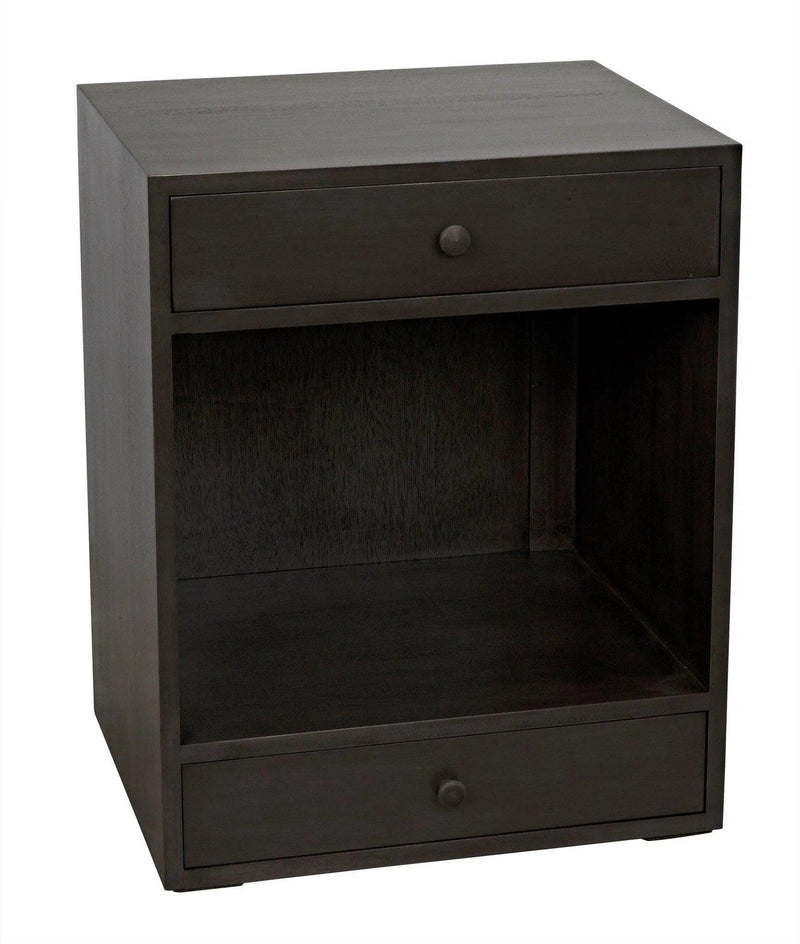 Sumiko Wood Black Small Rectangle Side Table With Drawers Side Tables LOOMLAN By Noir