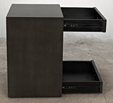 Sumiko Wood Black Small Rectangle Side Table With Drawers Side Tables LOOMLAN By Noir