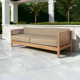 Summer 3-Person Teak Outdoor Sofa with Sunbrella Cushions Outdoor Sofas & Loveseats LOOMLAN By HiTeak