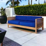 Summer 3-Person Teak Outdoor Sofa with Sunbrella Cushions Outdoor Sofas & Loveseats LOOMLAN By HiTeak