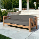 Summer 3-Person Teak Outdoor Sofa with Sunbrella Cushions Outdoor Sofas & Loveseats LOOMLAN By HiTeak