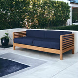 Summer 3-Person Teak Outdoor Sofa with Sunbrella Cushions Outdoor Sofas & Loveseats LOOMLAN By HiTeak