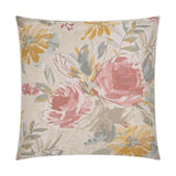 Sunbreak Floral Blush Yellow Large Throw Pillow With Insert Throw Pillows LOOMLAN By D.V. Kap