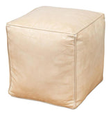 Sunday Afternoon Leather Beige Cube Poufs and Stools LOOMLAN By Sarreid