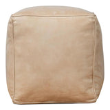 Sunday Afternoon Leather Beige Cube Poufs and Stools LOOMLAN By Sarreid