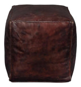 Sunday Afternoon Leather Dark Brown Cube Poufs and Stools LOOMLAN By Sarreid