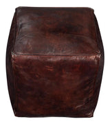 Sunday Afternoon Leather Dark Brown Cube Poufs and Stools LOOMLAN By Sarreid