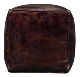 Sunday Afternoon Leather Dark Brown Cube Poufs and Stools LOOMLAN By Sarreid