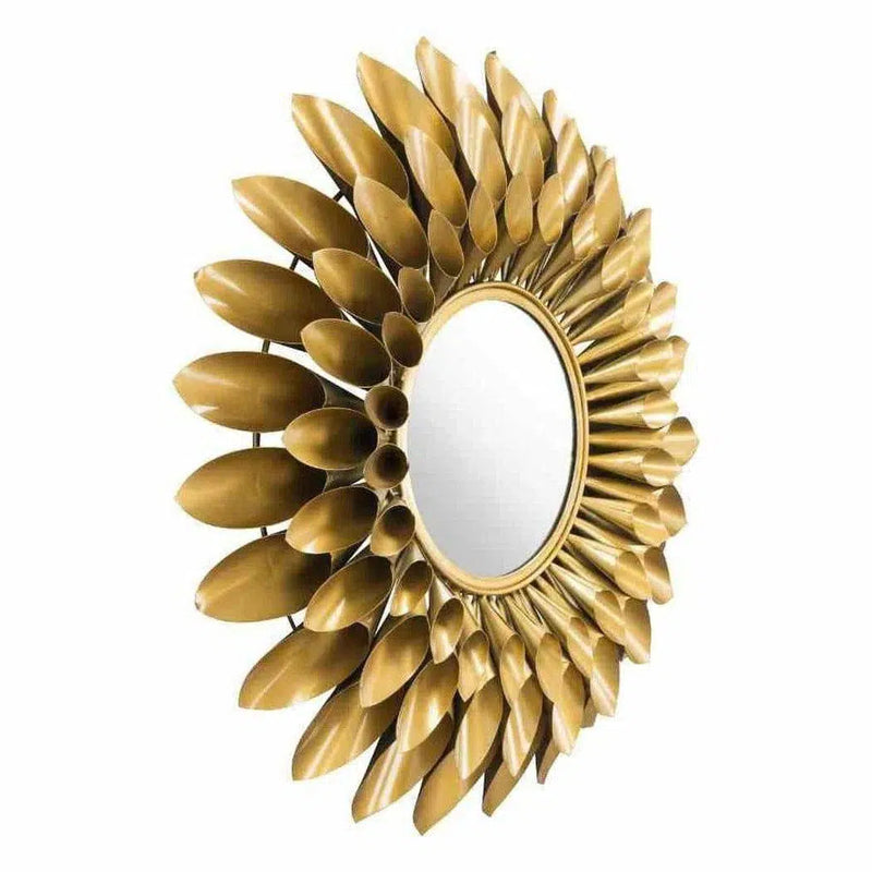 Sunflower Round Mirror Gold Wall Mirrors LOOMLAN By Zuo Modern