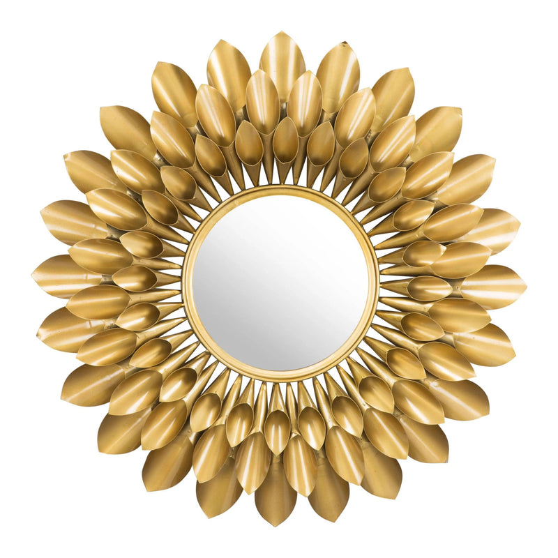 Sunflower Round Mirror Gold Wall Mirrors LOOMLAN By Zuo Modern