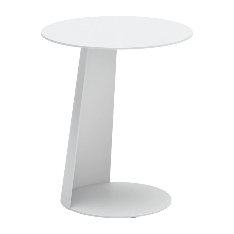 Sunny Isles Aluminum White Round Side Table Outdoor Side Tables LOOMLAN By Zuo Modern