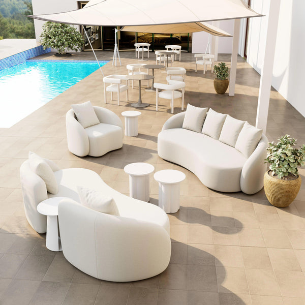 Sunny Isles Aluminum White Round Side Table Outdoor Side Tables LOOMLAN By Zuo Modern