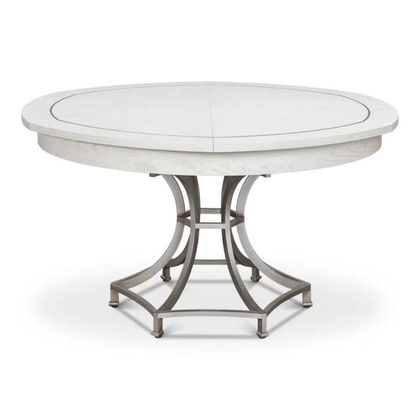 Sunset Jupe Extendable Round Dining Table Working White Dining Tables LOOMLAN By Sarreid